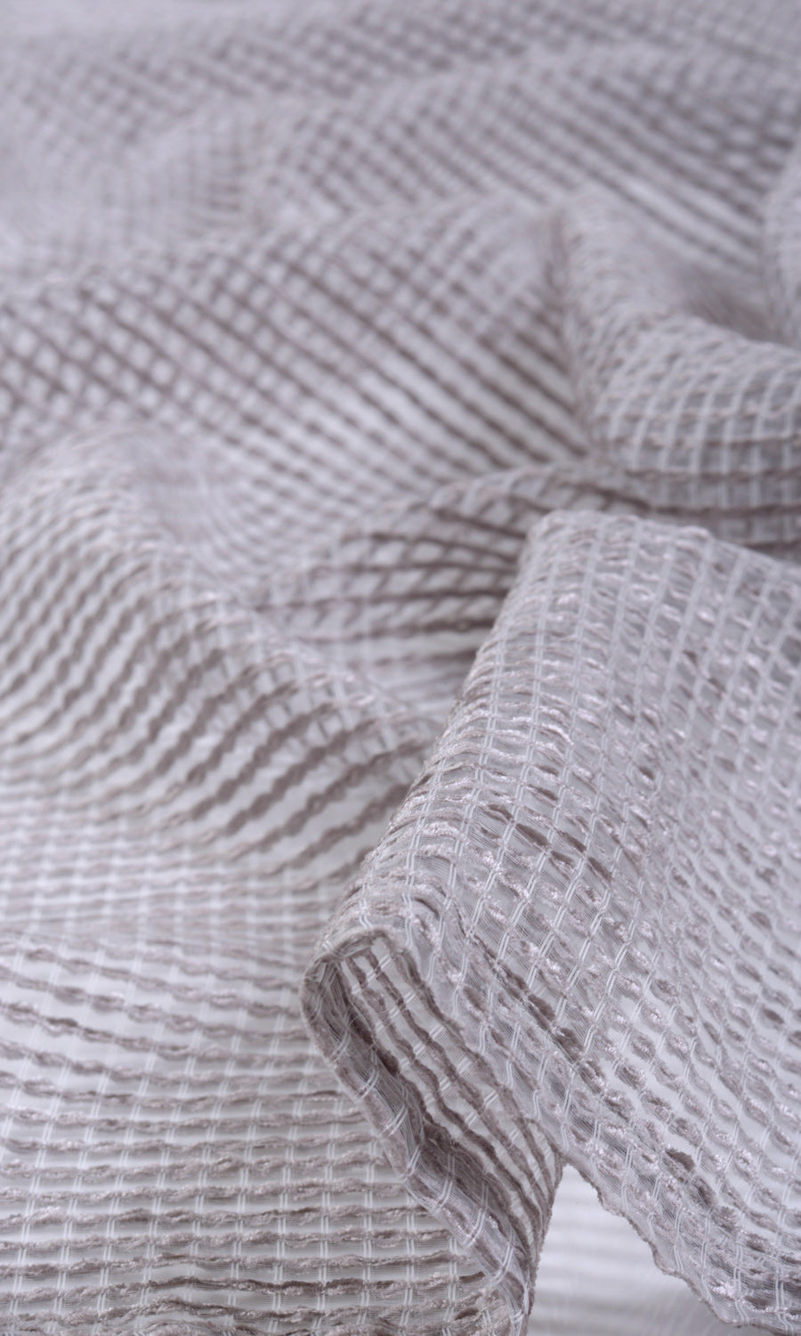 Check Weave Sheer Window Treatments Fabric By the Yard (Grey)