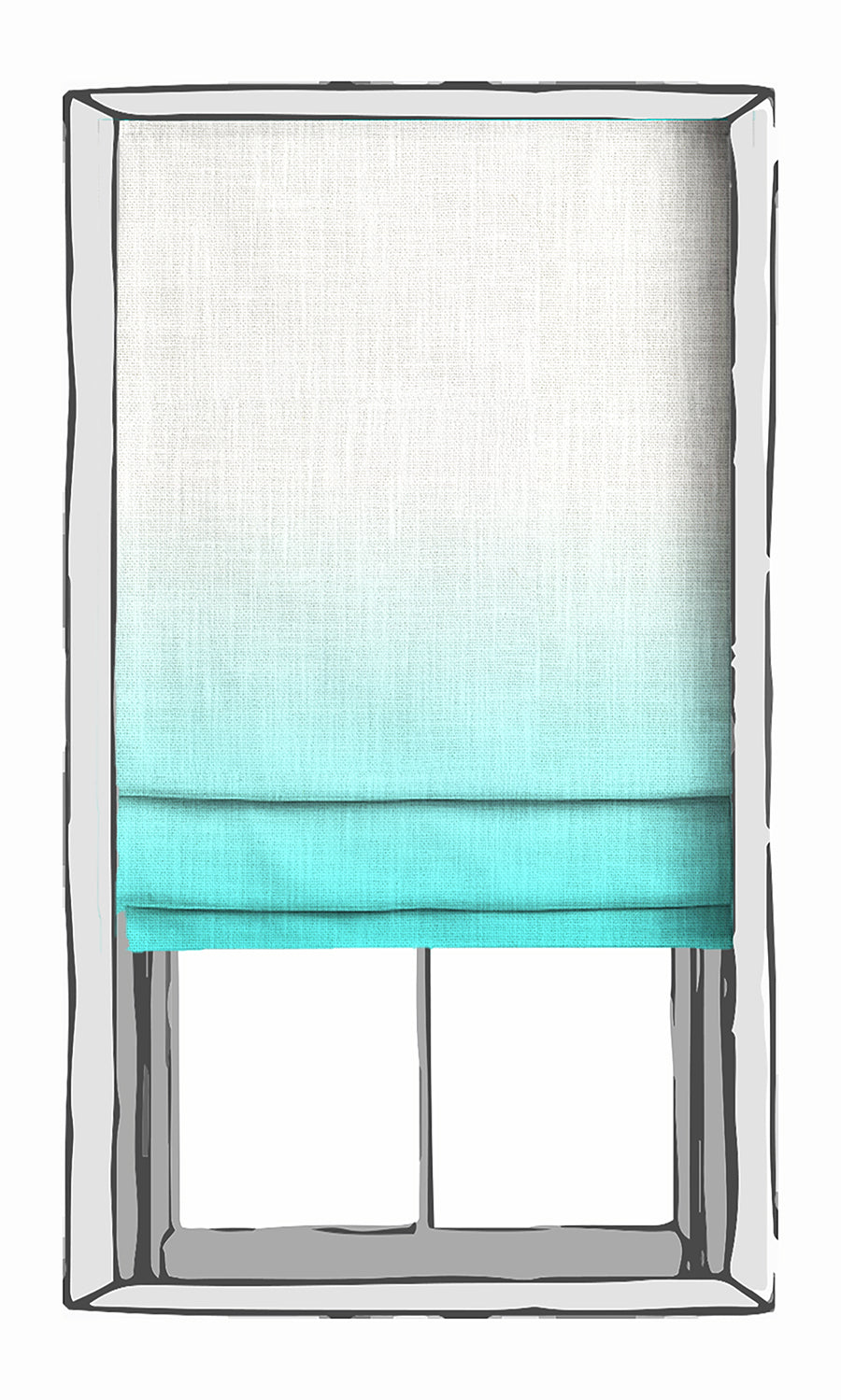 2-Tone Ombre Window Treatments Fabric By the Yard (White/ Blue)