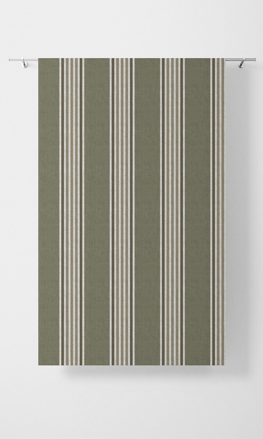 Striped Print Home Textile Fabric Material By the Metre (Olive Green/ Browns)