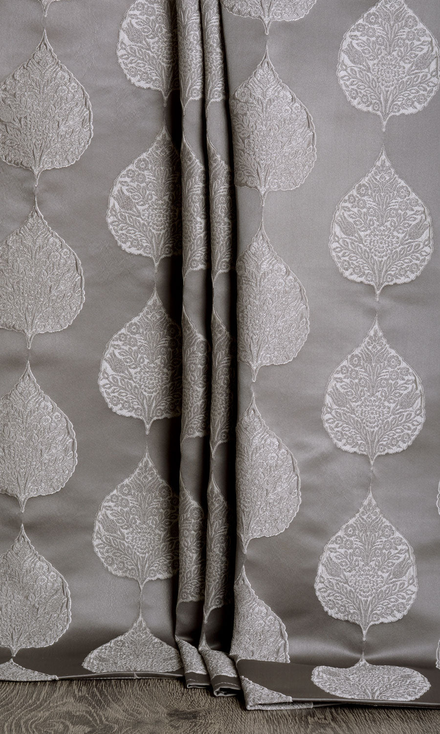 Ogee Patterned  Home Textile Fabric Material By the Yard (Pale Gray)