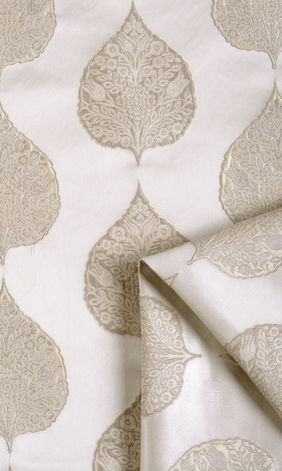 Ogee Patterned Home Décor Fabric By the Yard (Ivory/ Beige)