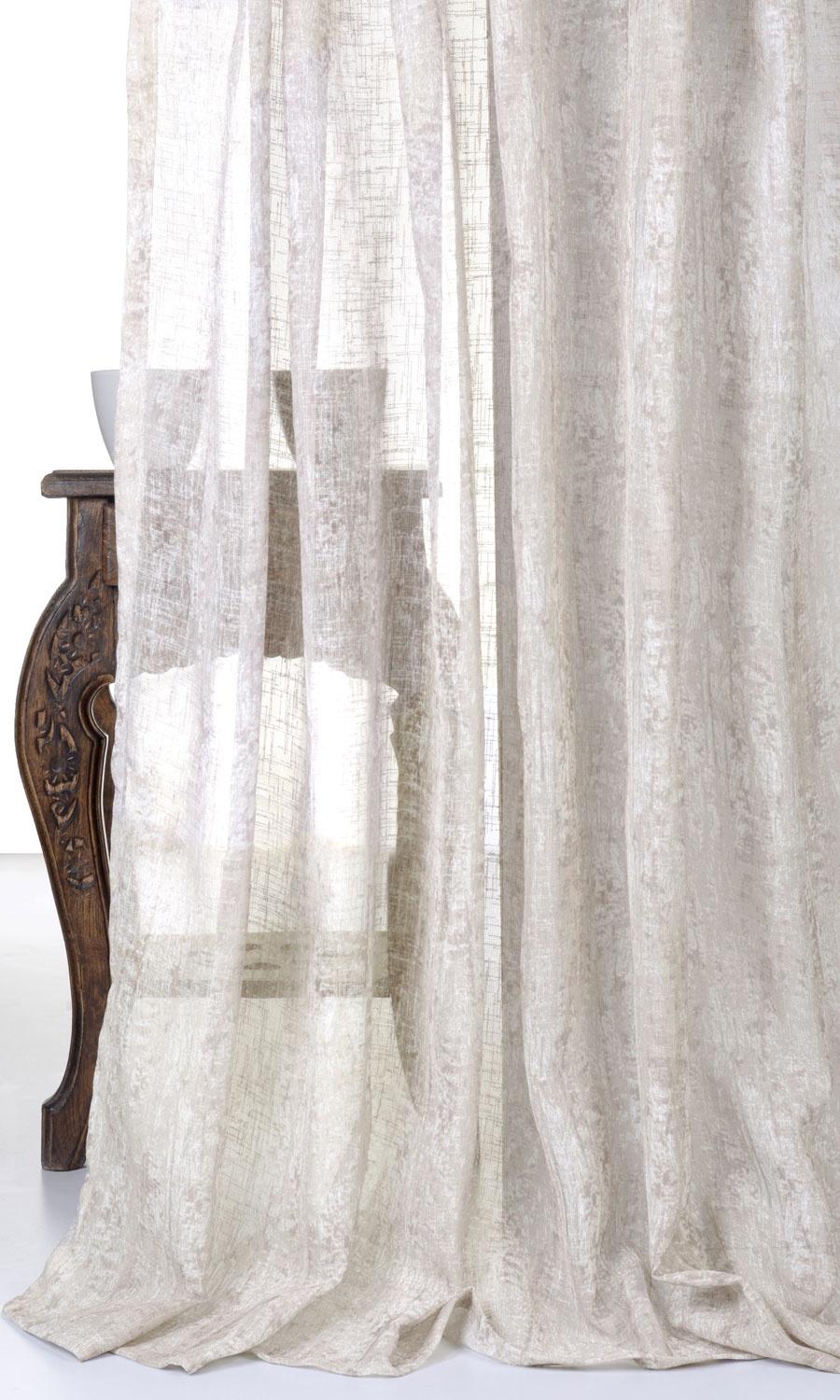 Textured Sheer Window Treatments Fabric By the Yard (Ivory/ Greige)
