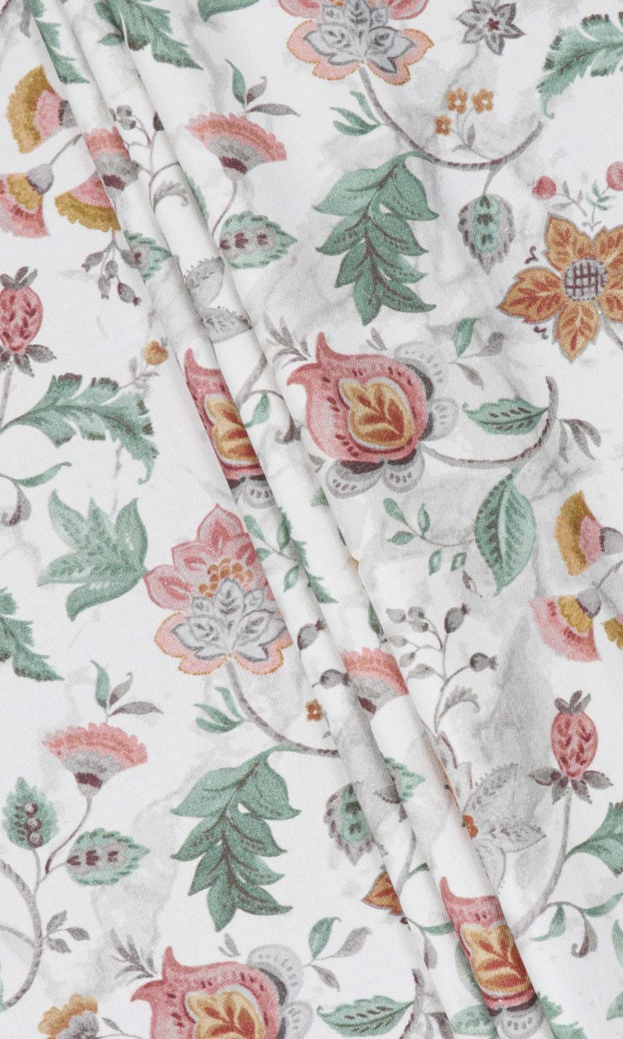 Floral Cotton Fabric Sample for Roman Blinds & Shades (Red/ Pink/ Green)