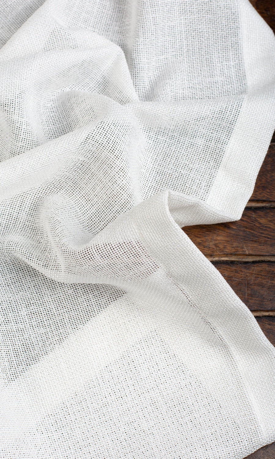 Textured Sheer Fabric Material By the Yard (White)
