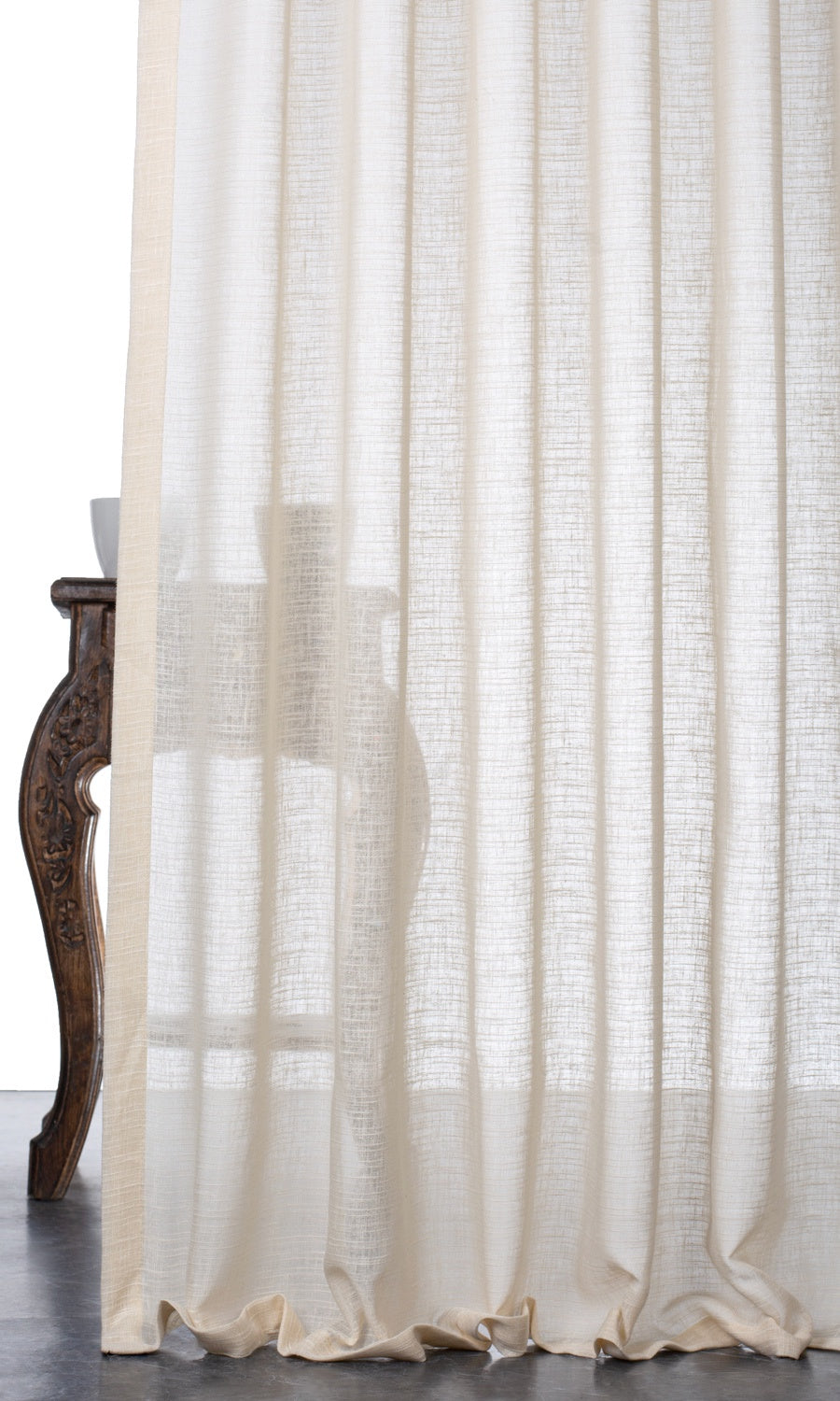 Plain Textured Sheer Window Treatments Fabric Sample (Pale Beige)