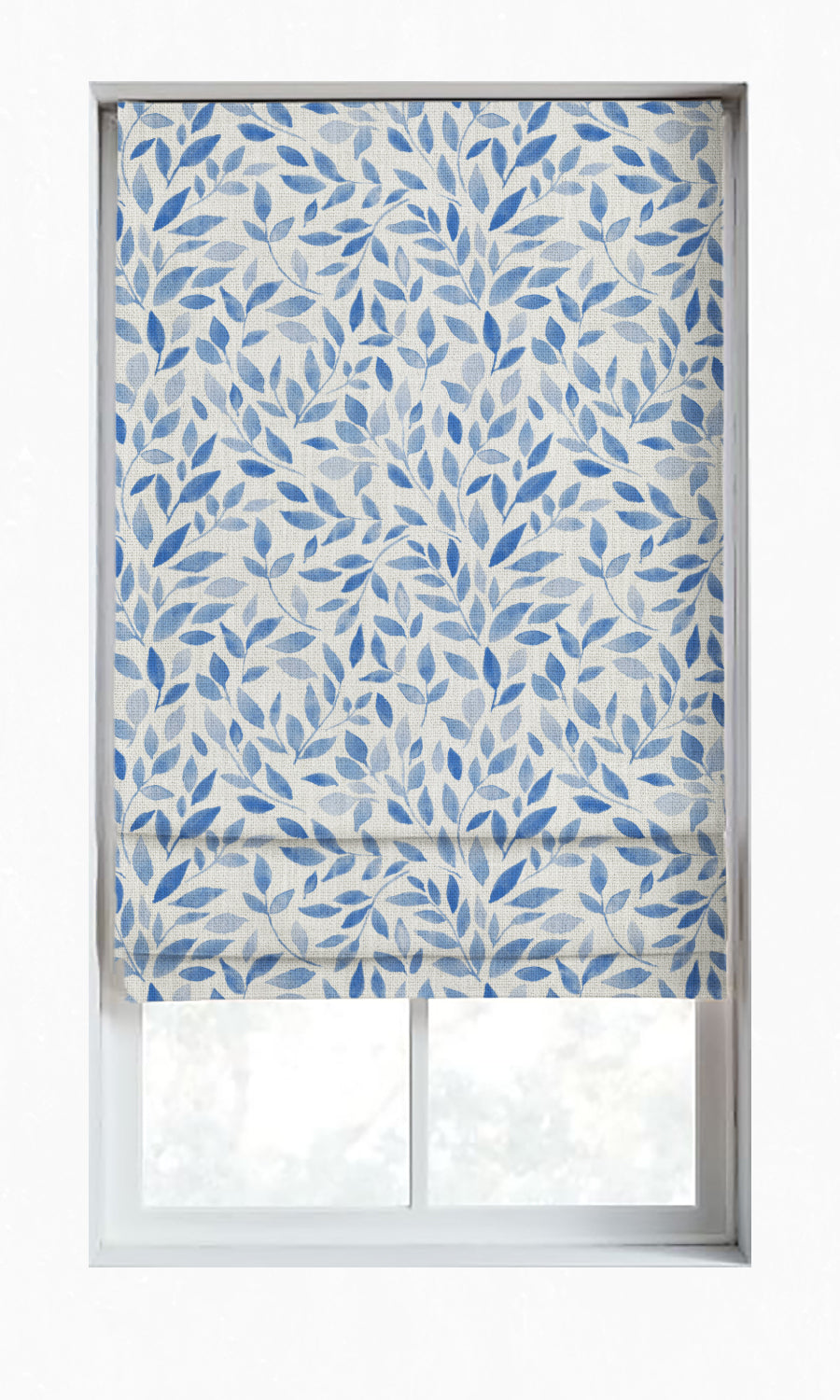 Botanical Print Window Treatments Fabric By the Metre (Eggshell White/ Blue)