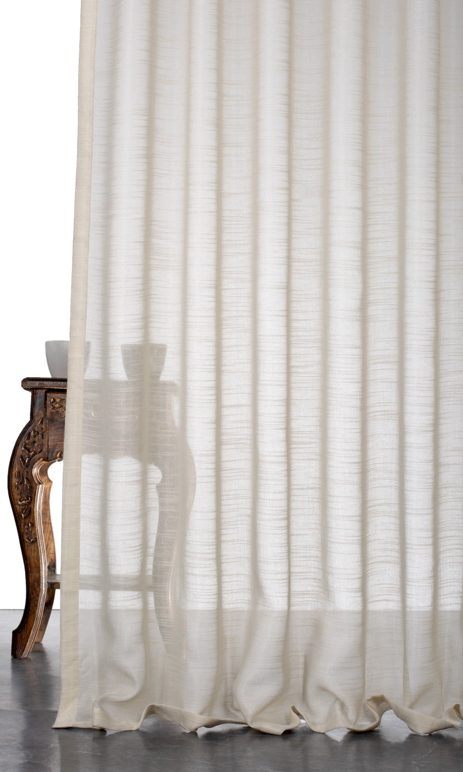 Textured Sheer Window Treatments Fabric Sample (Pale Beige/ Warm Ivory)