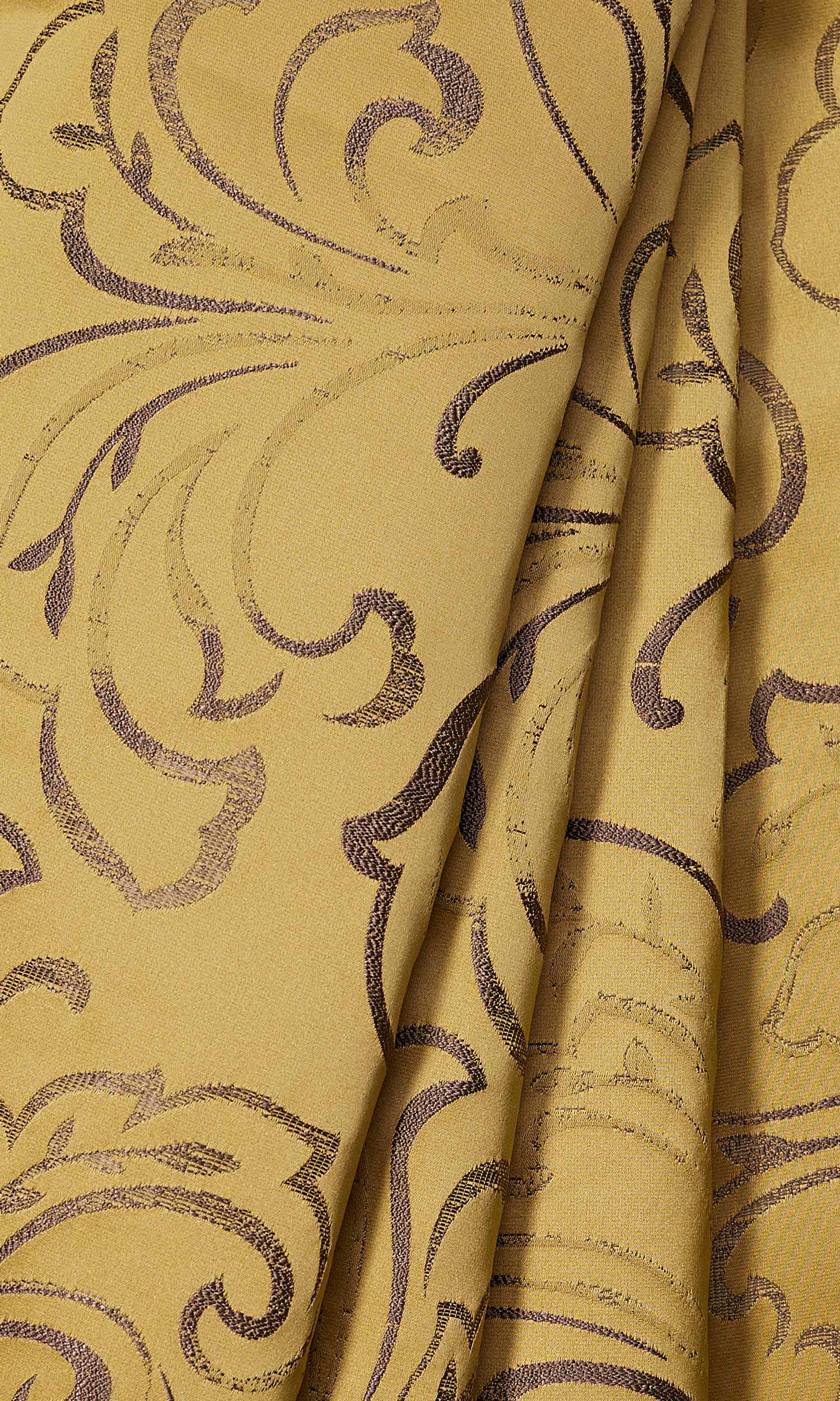 Floral Embroidered Home Décor Fabric By the Yard (Mustard Yellow)