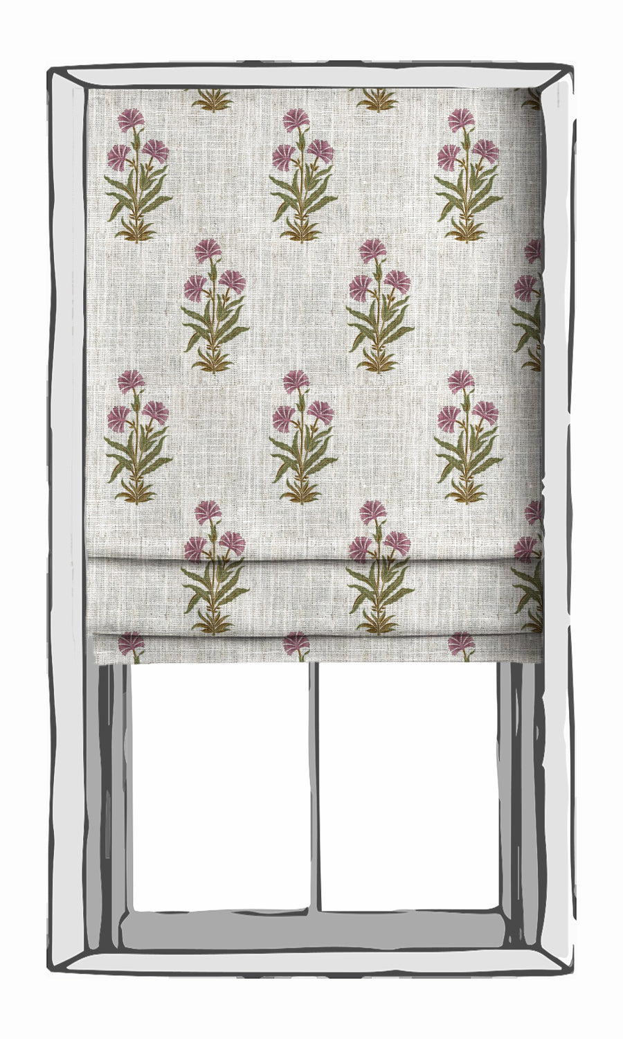 Floral Window Treatments Fabric By the Yard (White/ Pink/ Green)