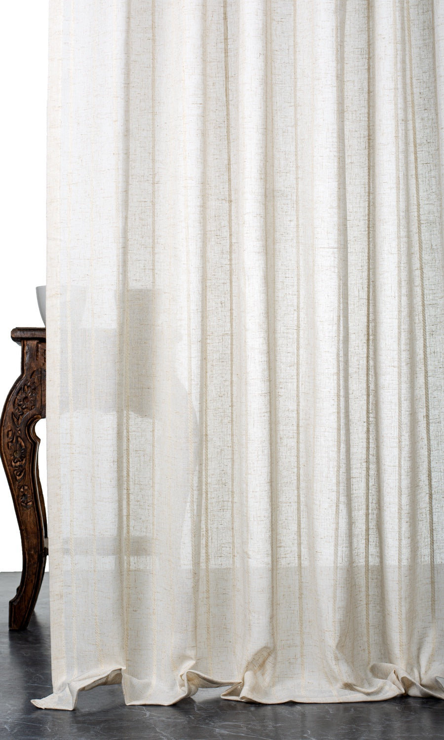 Striped Sheer Window Treatments Fabric Sample (Cream/ Ivory)