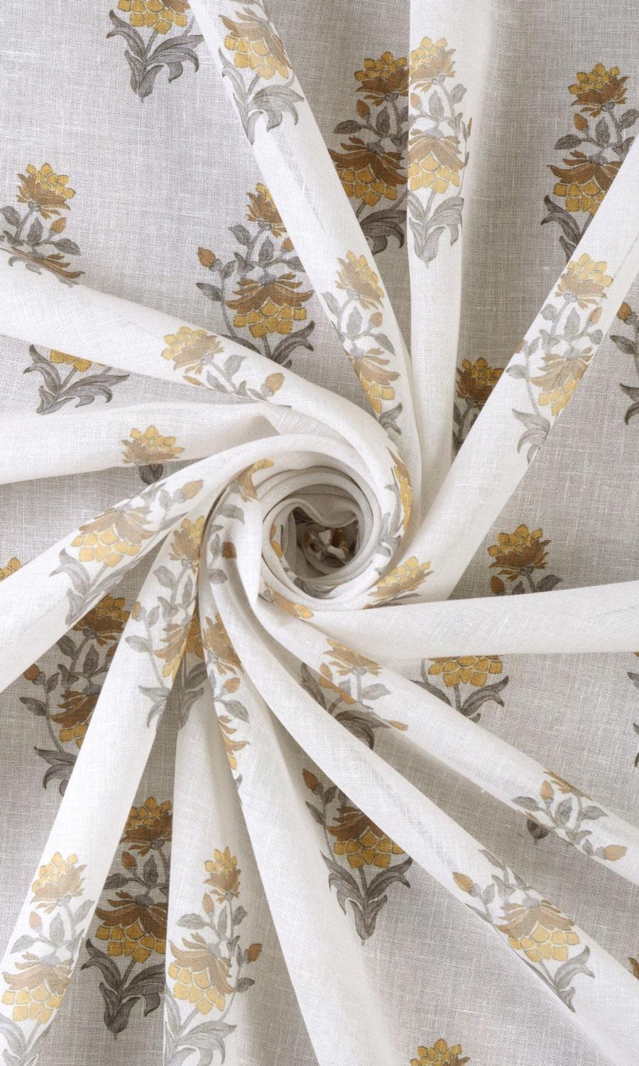 Sheer Floral Home Textile Fabric Material By the Yard (Cream/ Yellow)