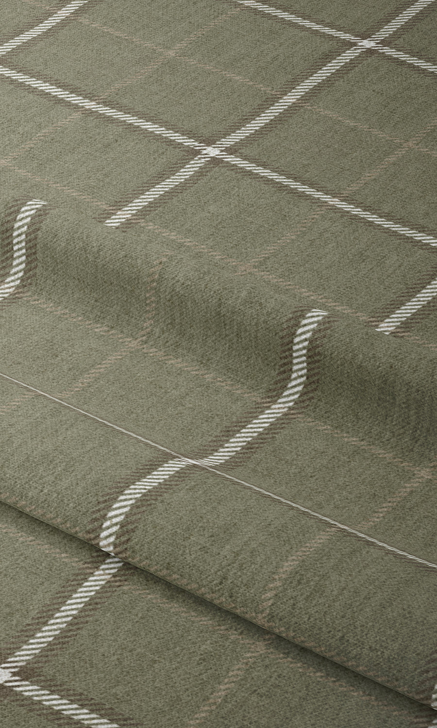 Check Patterned Window Treatments Fabric By the Yard (Olive Green)