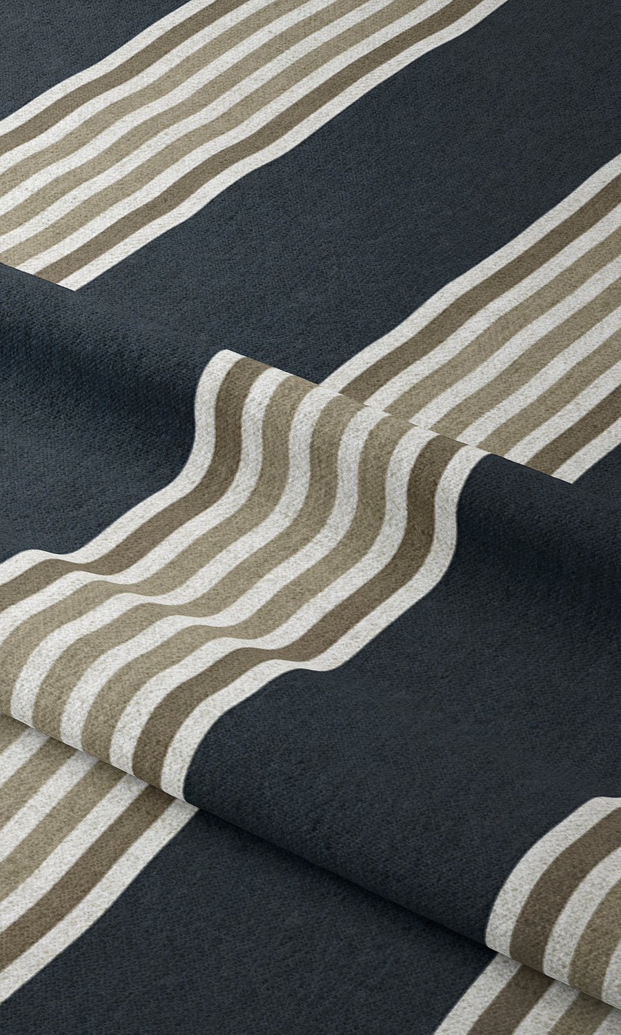 Modern Striped Window Treatments Fabric By the Metre (Navy Blue/ Brown)