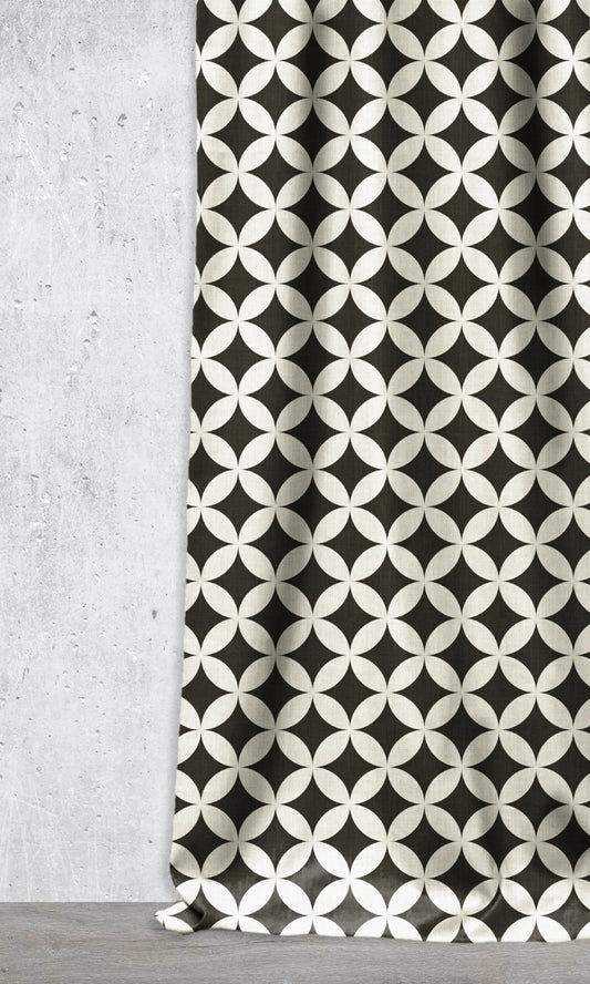Modern Geo Print Roman Blinds (Black/ Ivory)