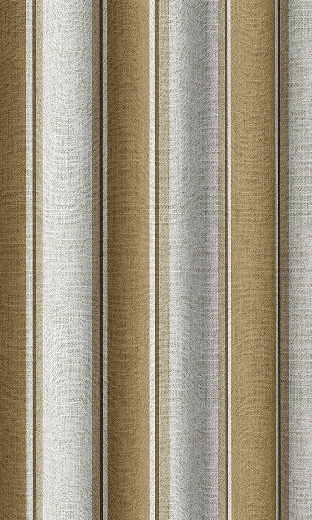 Striped Home Textile Fabric Material By the Yard (Ochre Yellow/ White/ Brown)