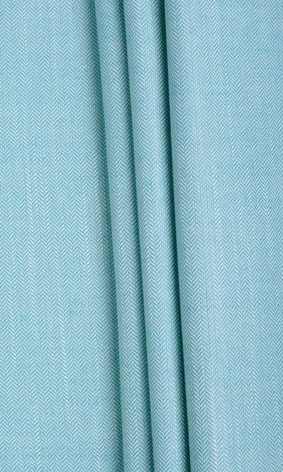 Herringbone Textured Fabric By the Yard for Curtains & Drapes (Blue)