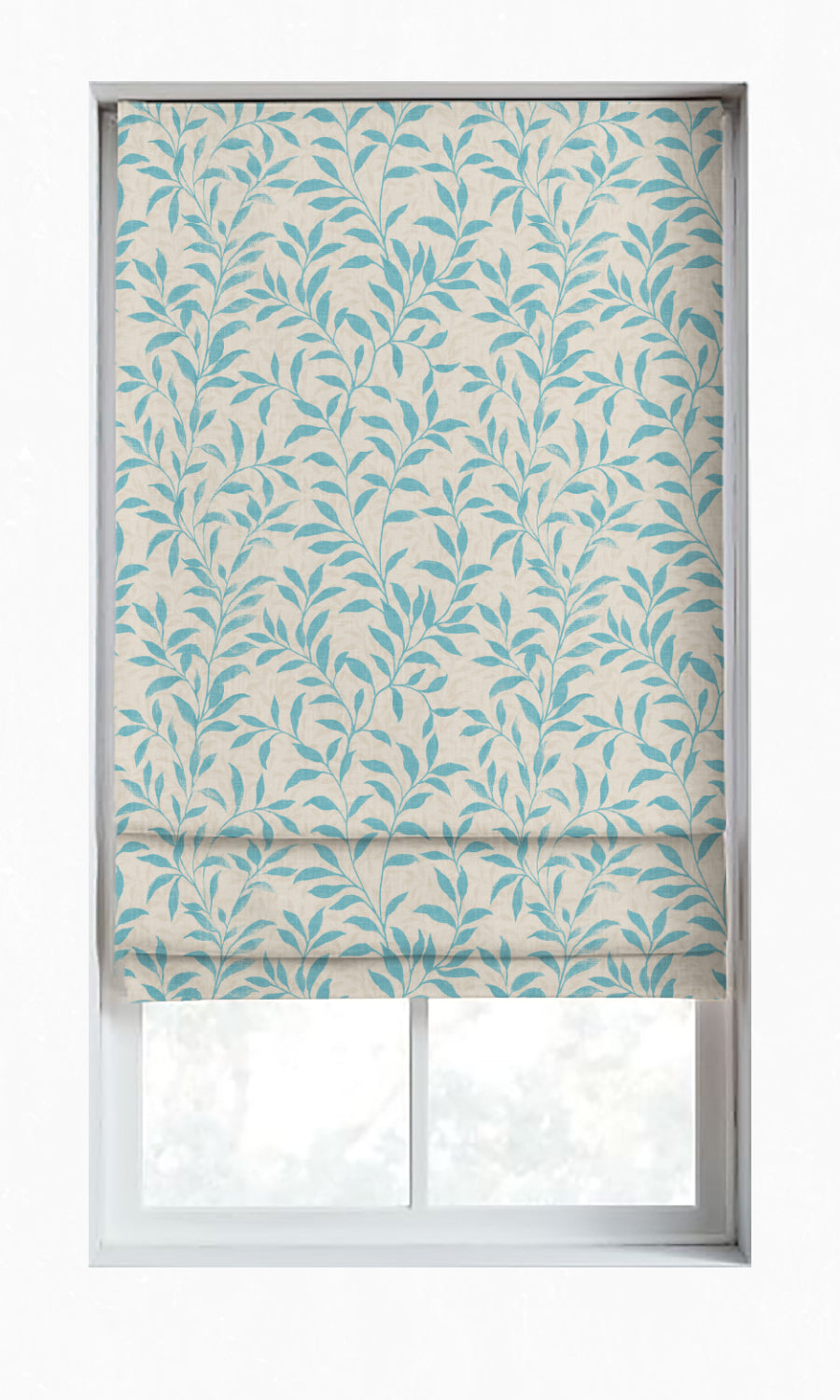 Floral Dimout Window Treatments Fabric Sample (Blue/ Ivory)