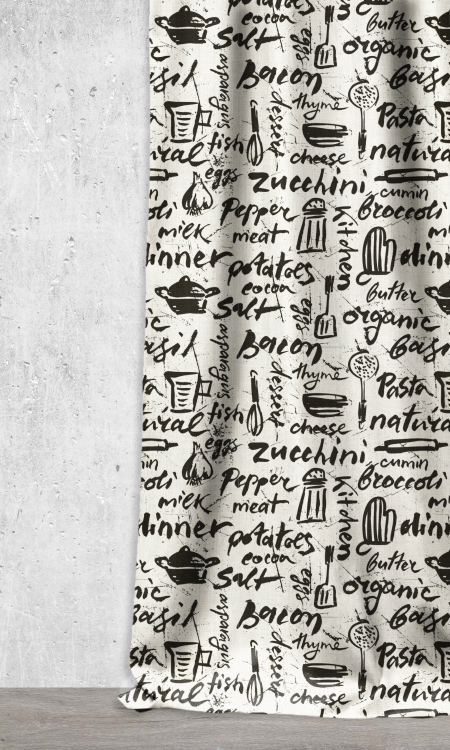 Cooking/Dining Theme Home Décor Fabric By the Metre (Black/ White)