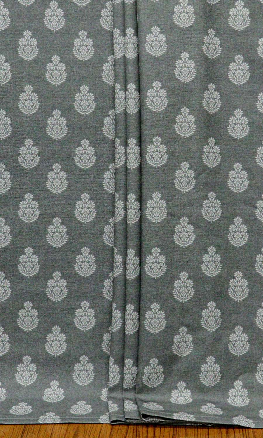 Floral Cotton Home Textile Fabric Material By the Yard (Grey/ Black)