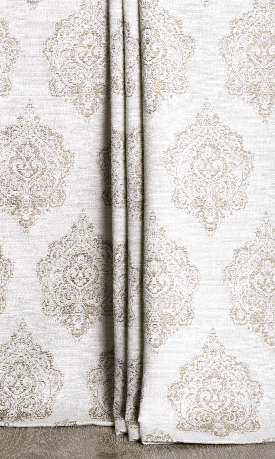 Damask Poly-Cotton Home Décor Fabric By the Yard (Cream/ Pale Beige)