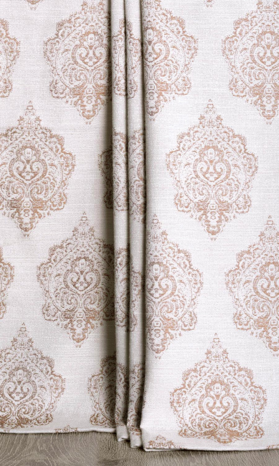 Patterned Fabric By the Yard for Curtains & Drapes (White/ Mocha Brown)