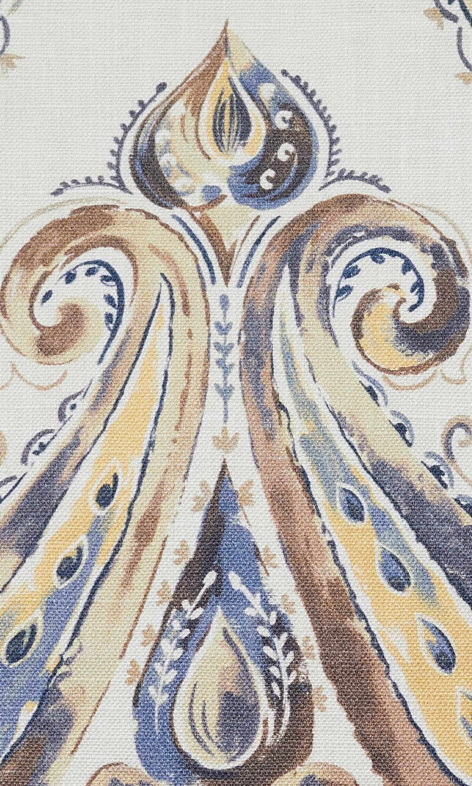 Paisley Print Home Textile Fabric Material By the Yard (Brown/ Blue)