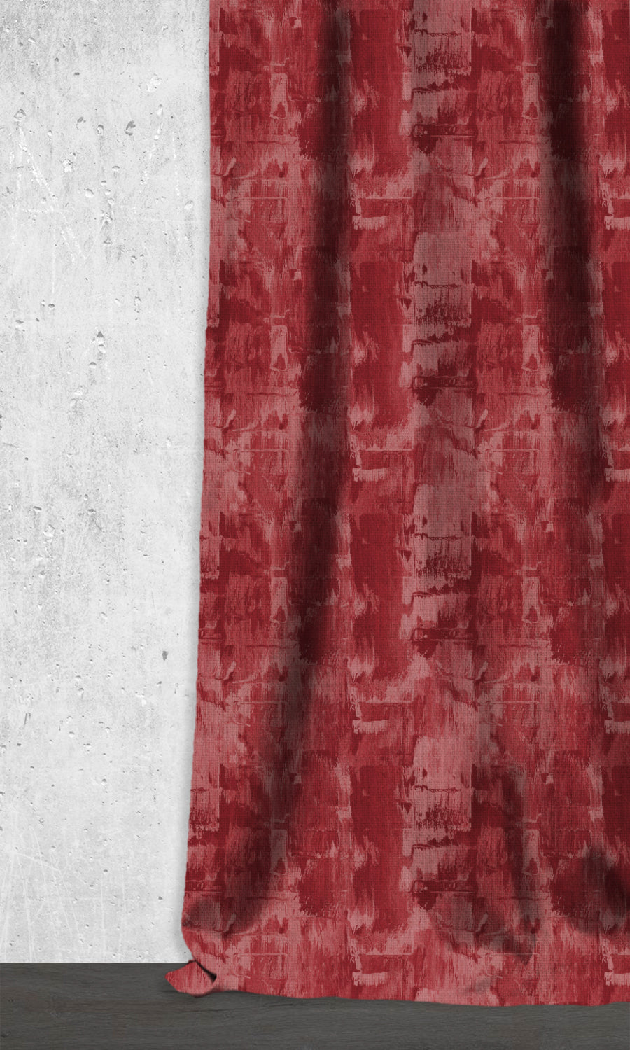 Watercolor Effect Striped Window Treatments Fabric By the Metre (Red)