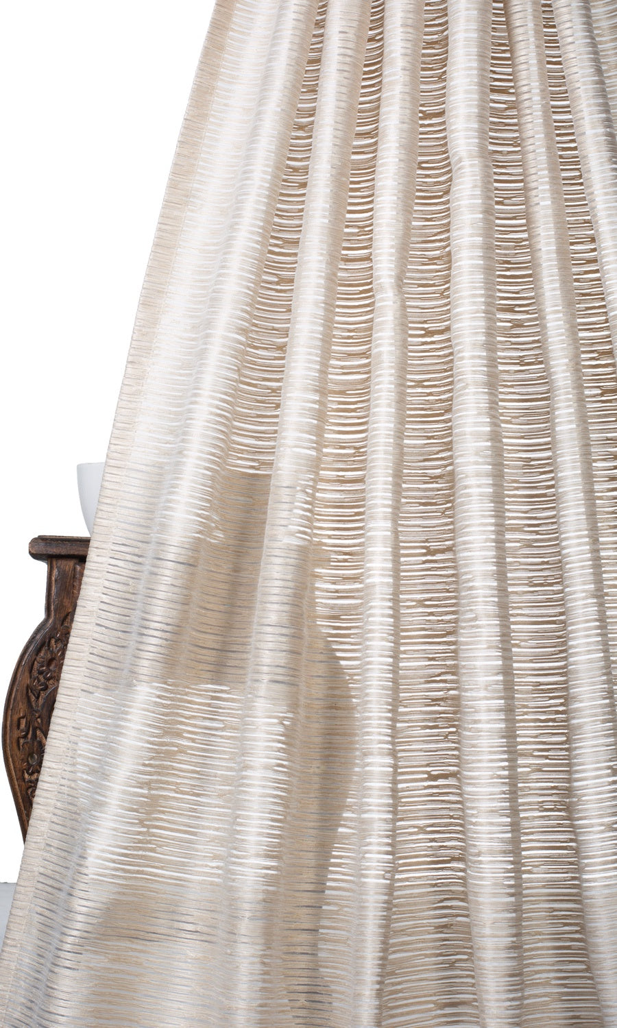 Striped Sheer Free Fabric Material Sample (Pale Beige/ Ivory)