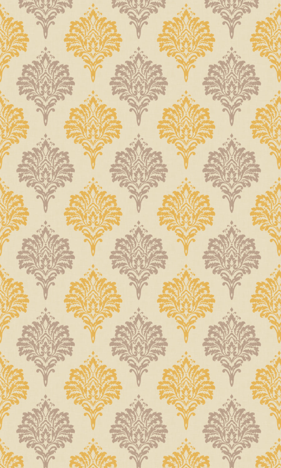 Damask Patterned Dimout Home Textile Fabric Material By the Yard (Yellow/ Grey)