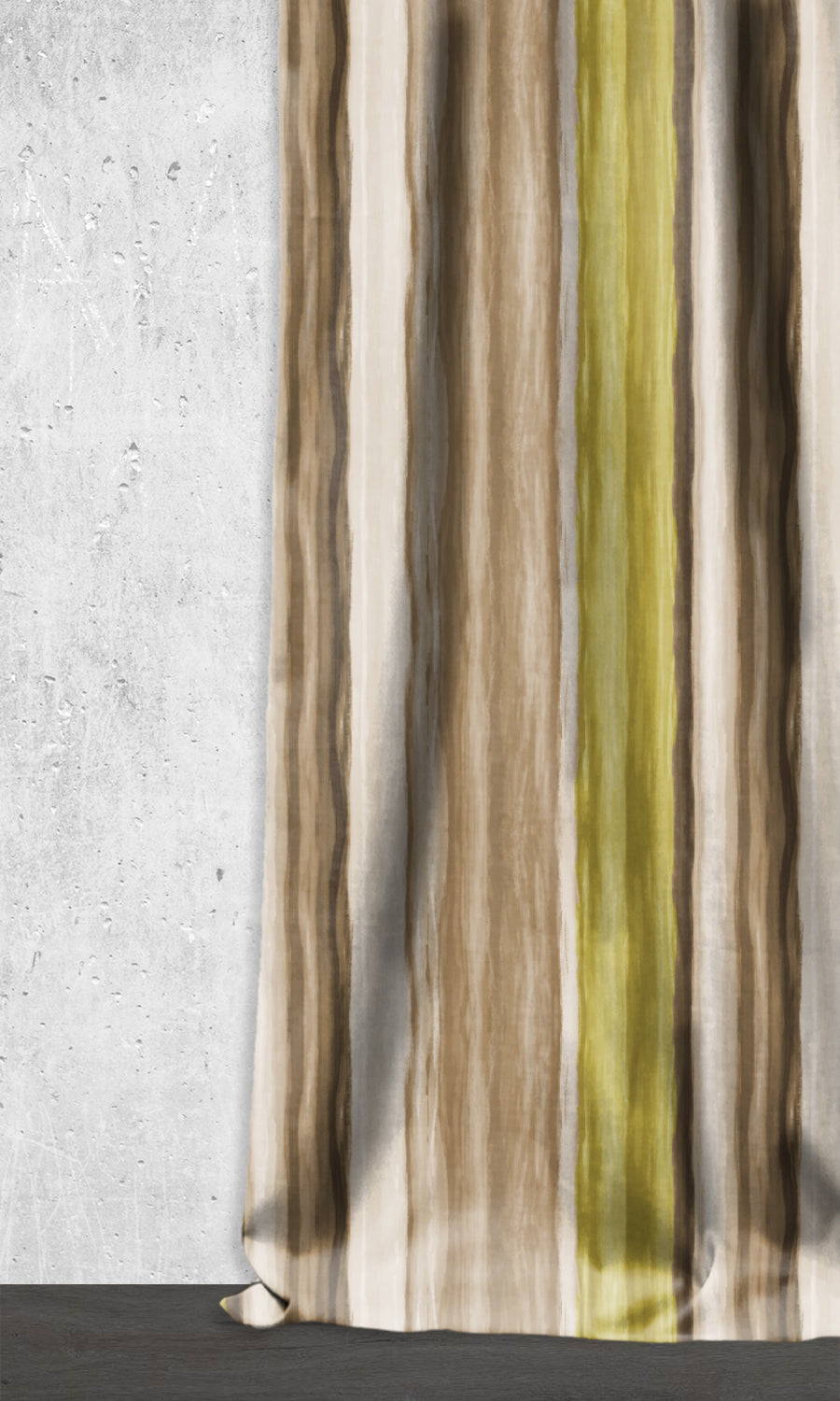 Striped Dimout Window Treatments Fabric By the Yard (Yellow/ Brown/ Green)