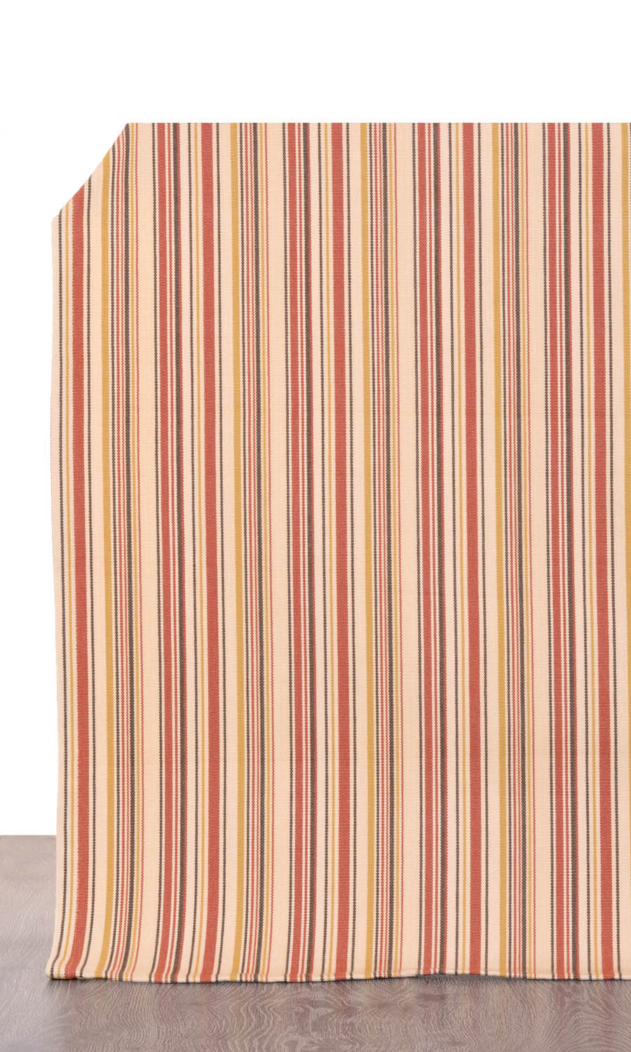 Striped Cotton Home Décor Fabric By the Yard (Beige/ Coral Red)