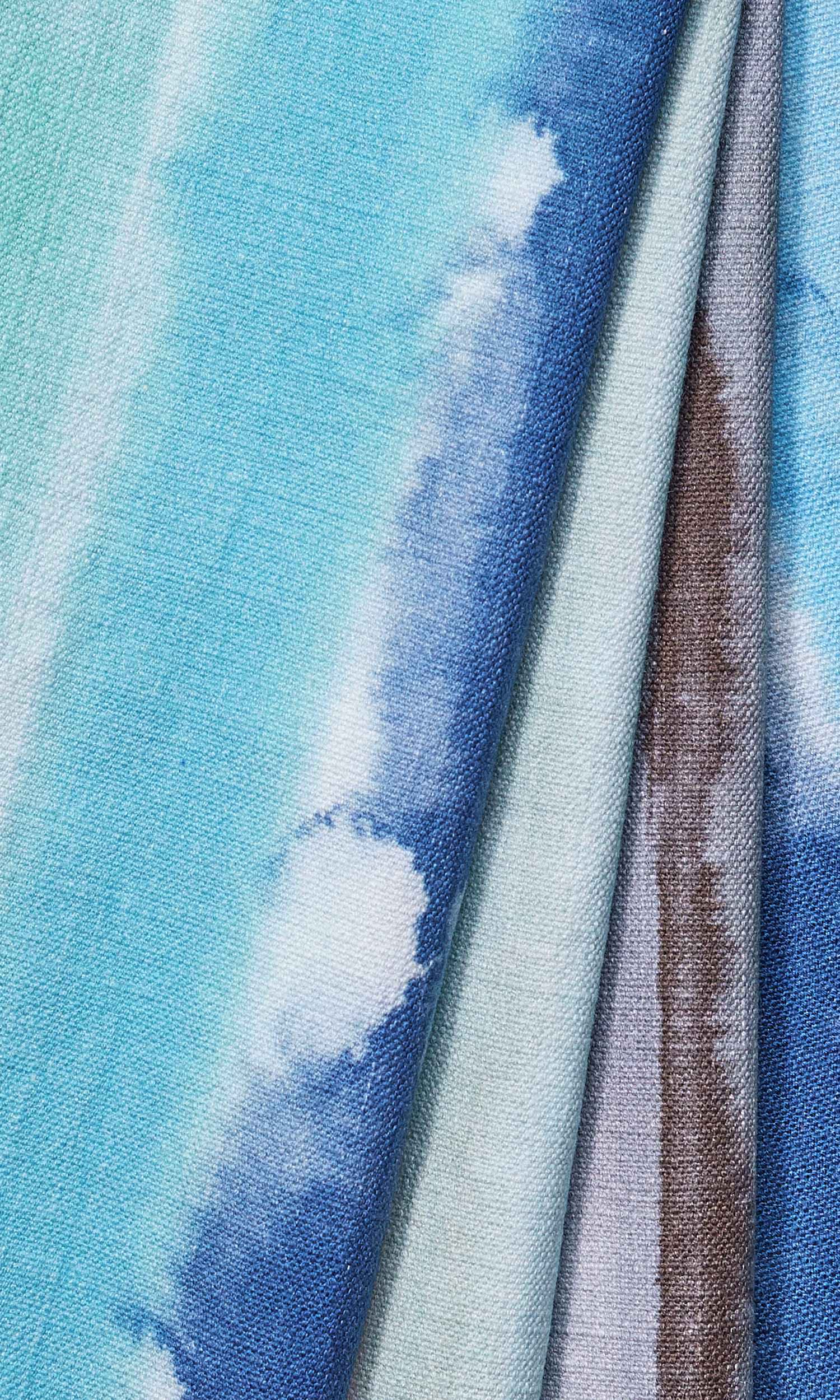 Cotton Printed Window Treatments Fabric Sample (Blue/ Gray/ Brown)