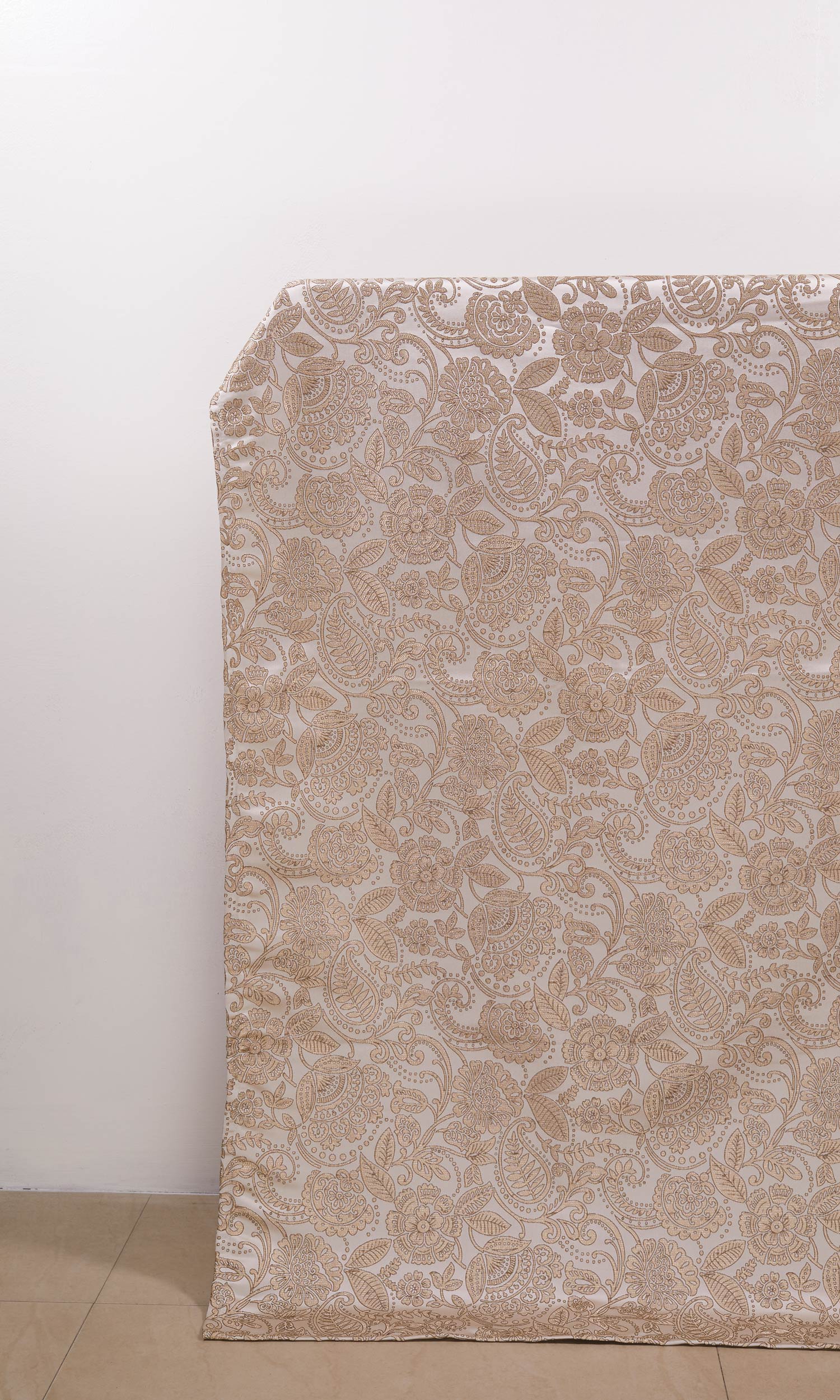 Floral Embossed Window Treatments Fabric By the Yard (Two Tone Beige)