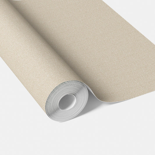 Neutral Herringbone Textured Traditional Wallpaper (Light Beige)