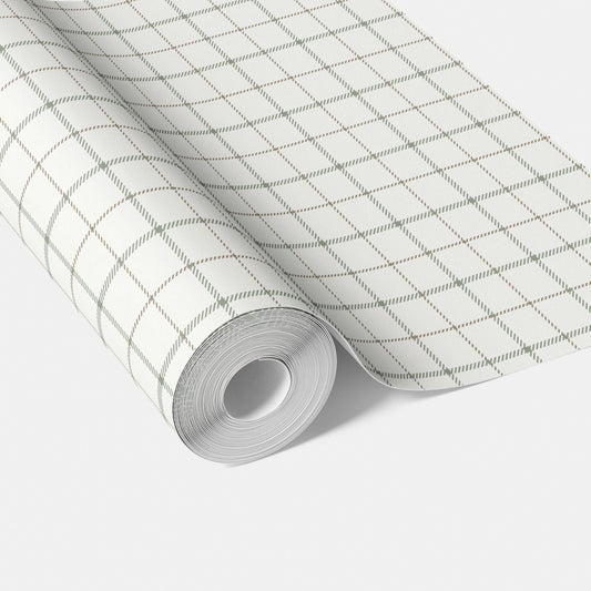 Windowpane Checkered/ Plaid Traditional Wallpaper Green/ White/ Taupe
