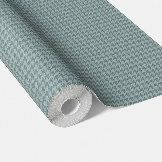 Plain/ Textured Houndstooth Traditional Wallpaper (Soft Blue)