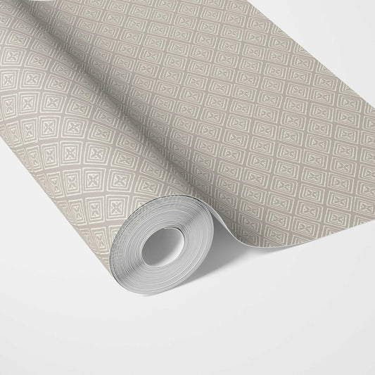 Small Diamond Lattice/ Textured Check Traditional Wallpaper (Gray/ White)