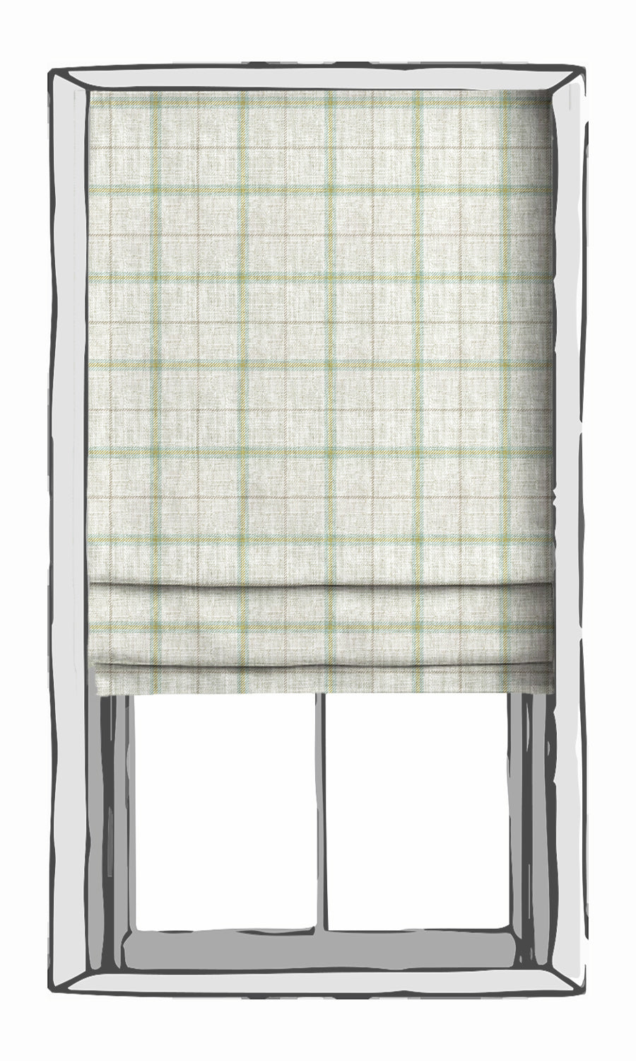 Check Print Window Treatments Fabric By the Yard (White/ Blue/ Green)