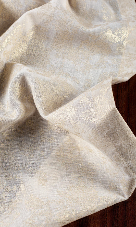 Metallic Print Semi-Sheer Home Décor Fabric By the Yard (Cream/ Gold)