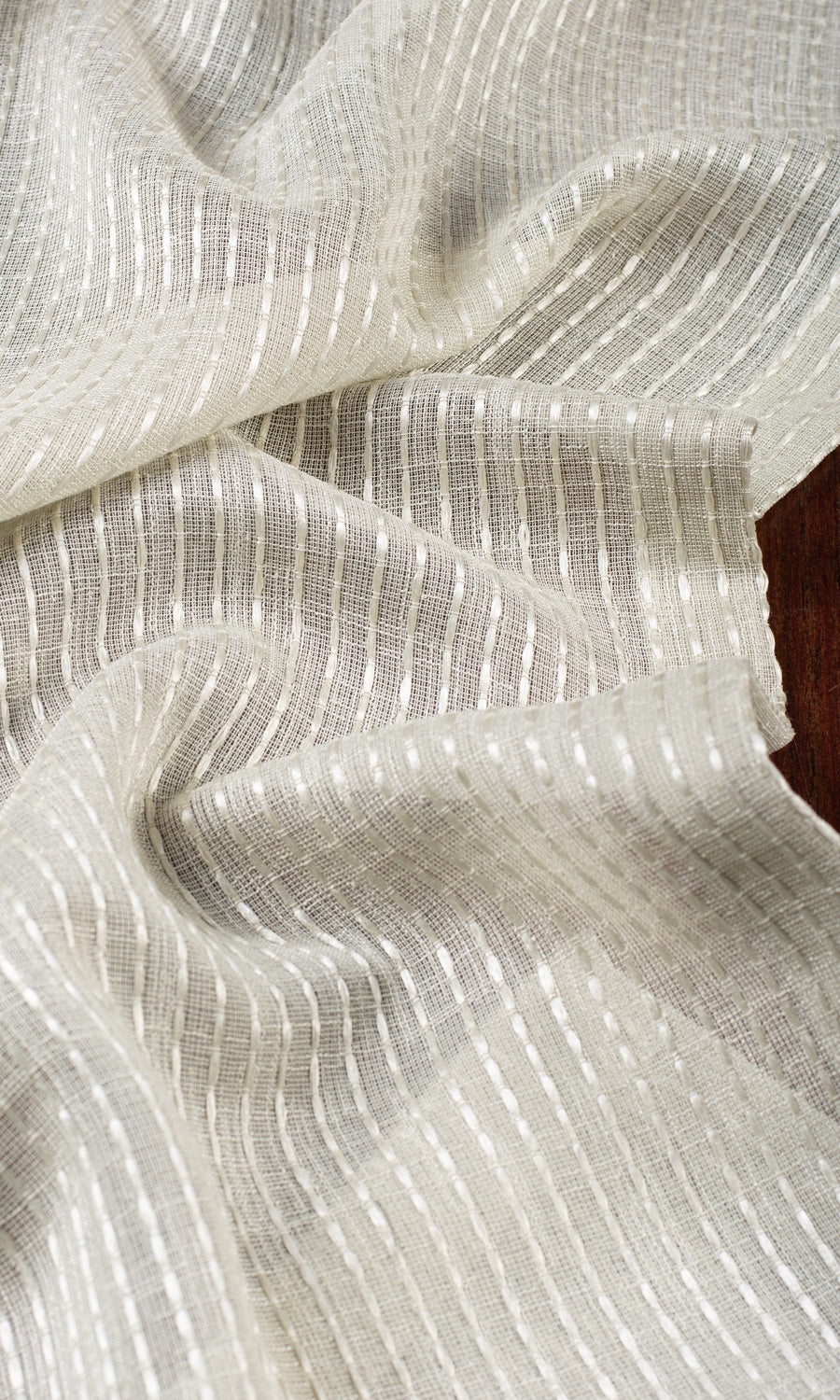 Striped Embroidery Sheer Fabric Material By the Yard (Gray)
