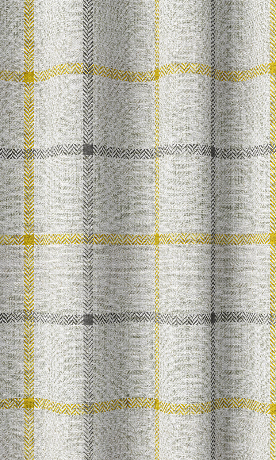 Check Print Home Décor Fabric By the Yard (Linen White/ Yellow)
