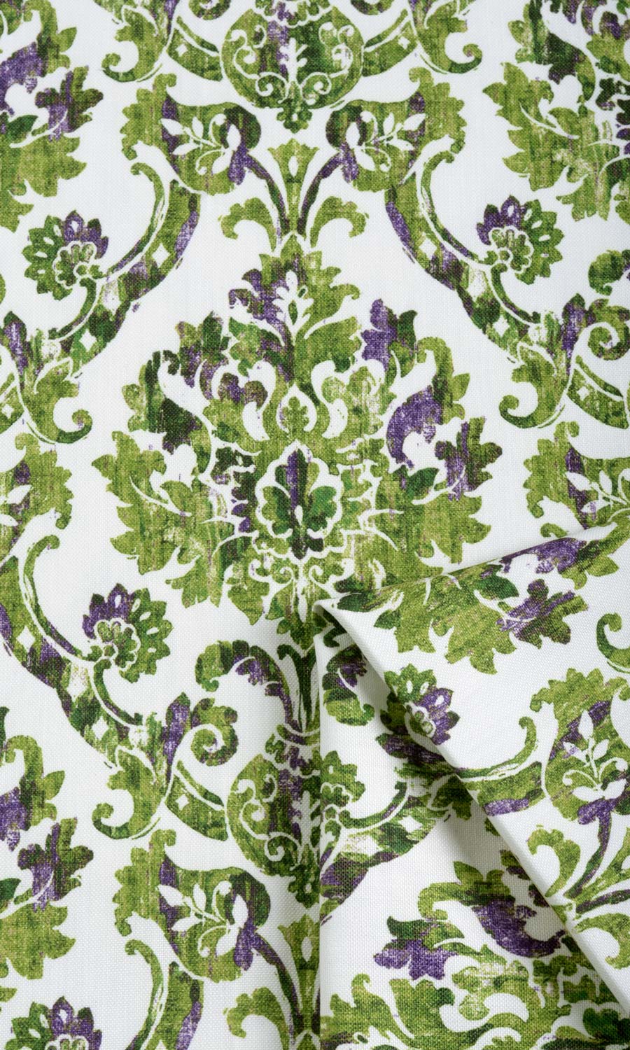 Damask Patterned Home Textile Fabric Material By the Yard (Green/ Purple)