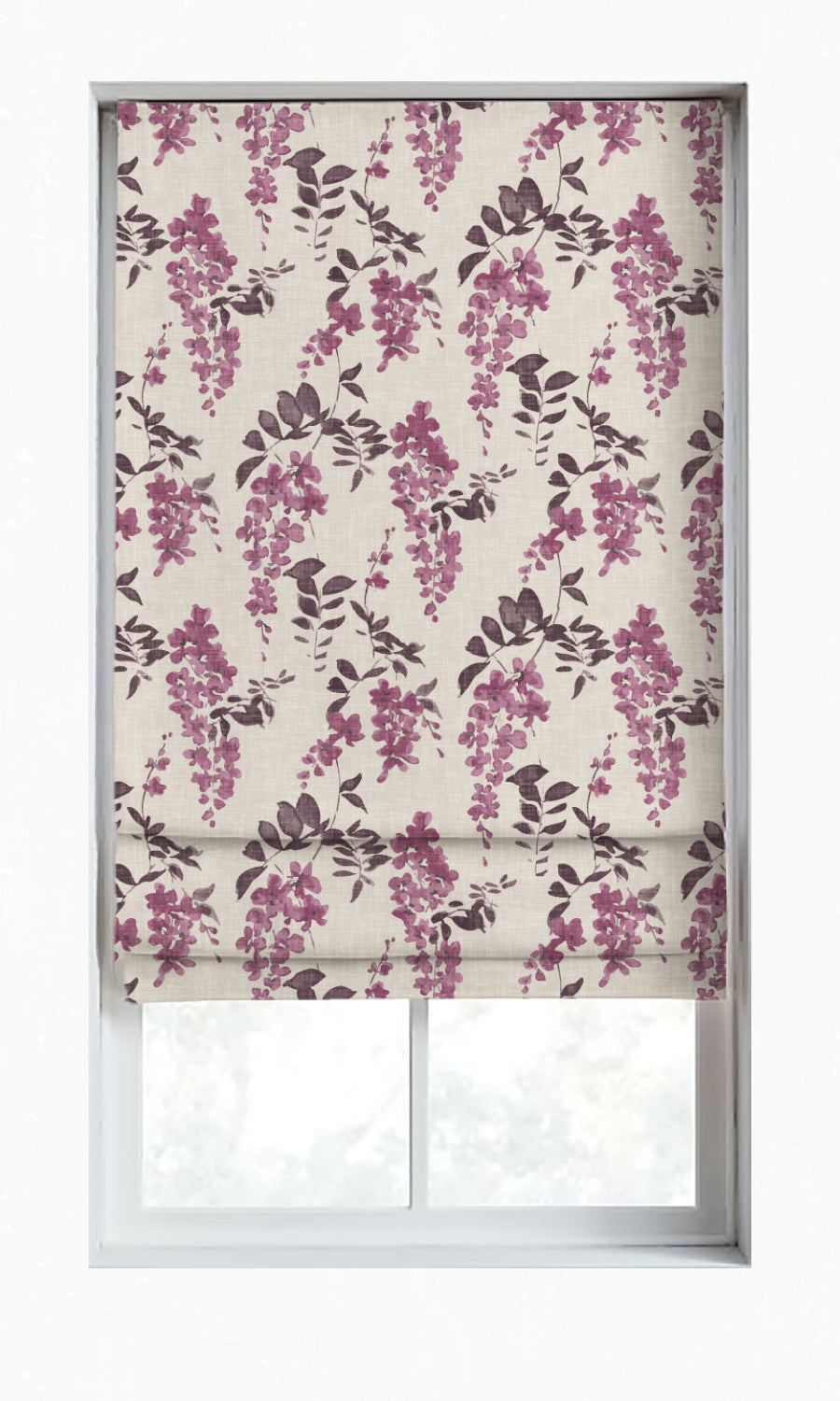 Dimout Floral Window Treatments Fabric By the Yard (Purple/ Grey)