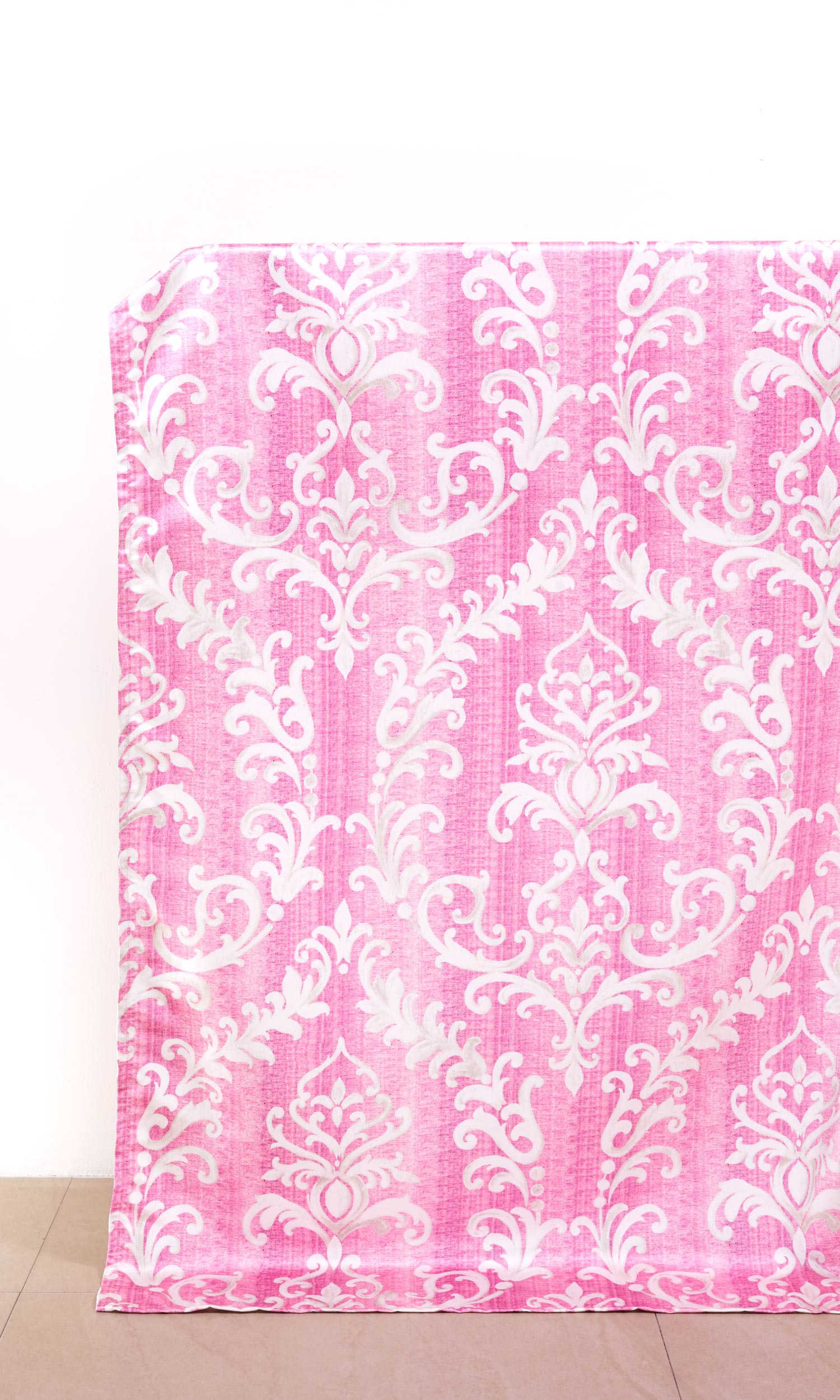 Damask Home Décor Fabric By the Yard (Pink/ White)