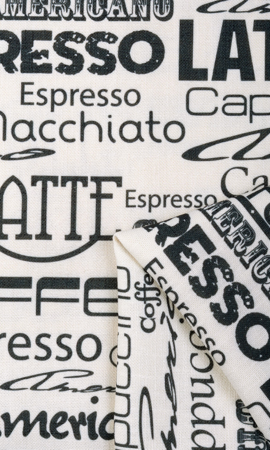 Coffee Theme Printed Home Textile Fabric Material By the Yard (White/ Black)