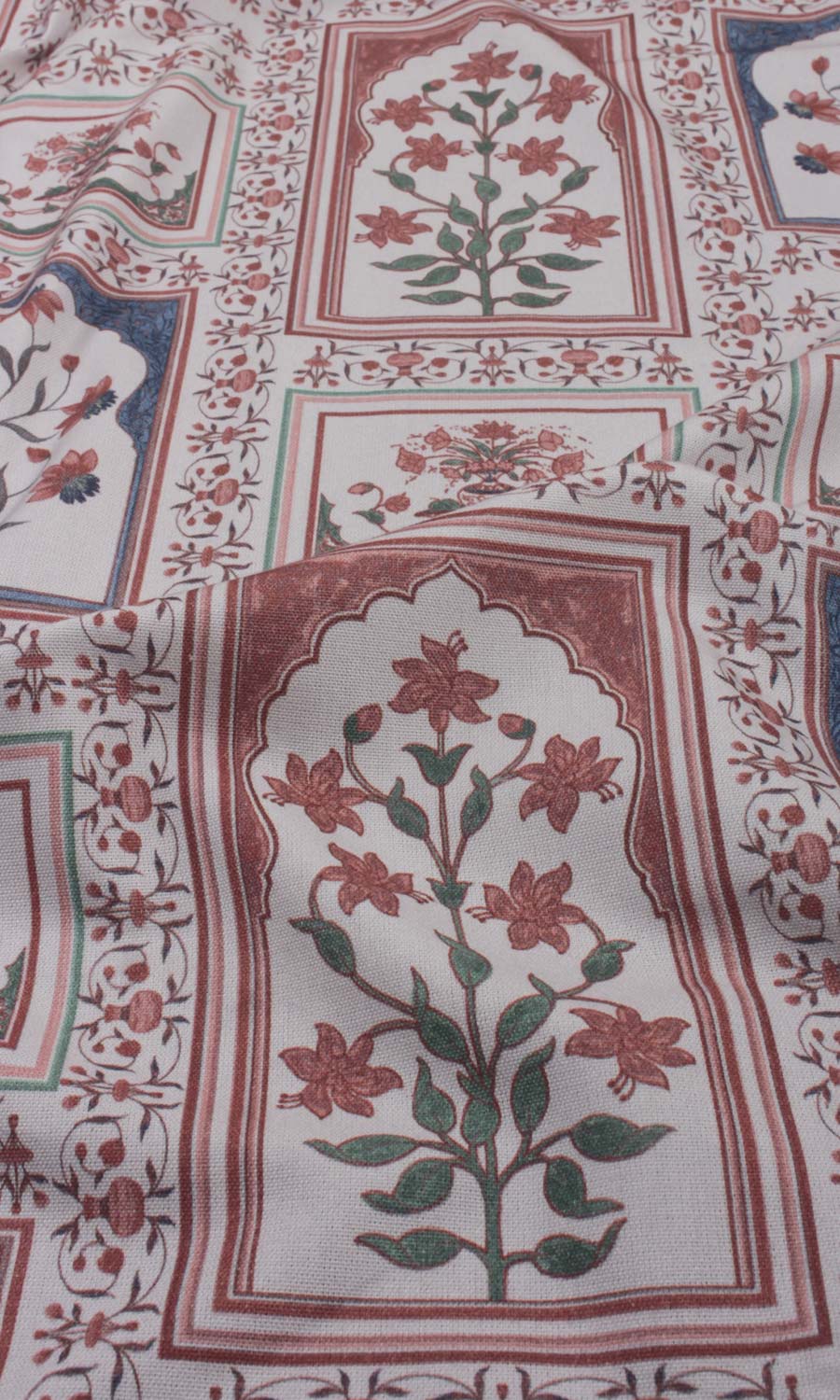 Floral Cotton Home Textile Fabric Material Sample (Blush Red/ Blue)