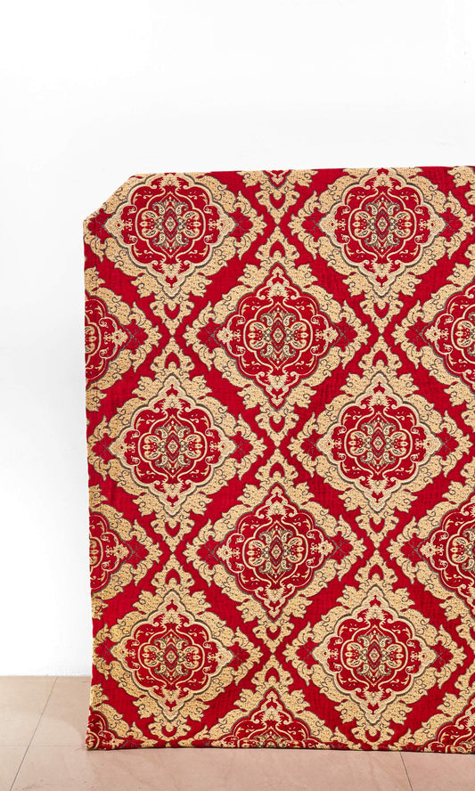 Damask Velvet Home Décor Fabric By the Yard (Beige/ Brown/ Red)