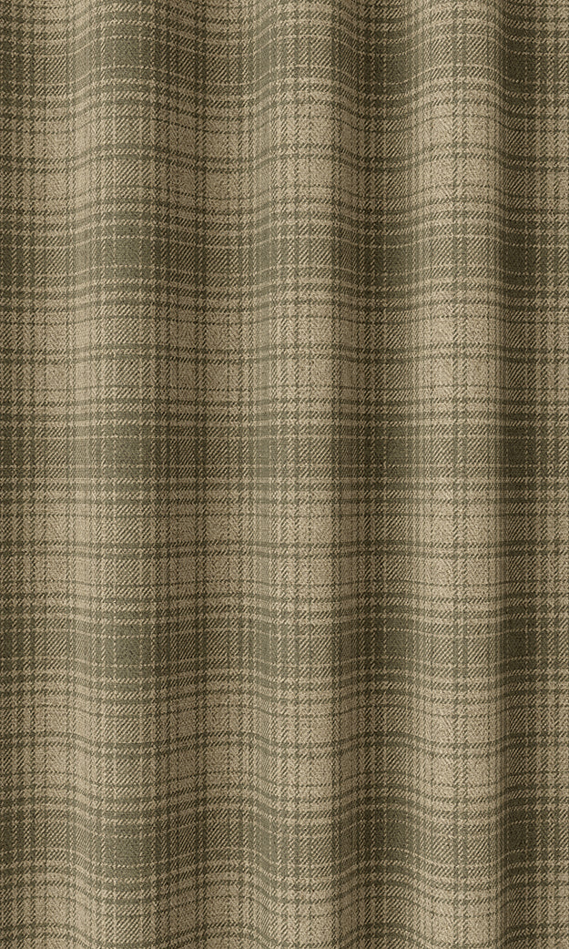 Plaid Print Home Textile Fabric Material By the Yard (Olive Green & Beige)