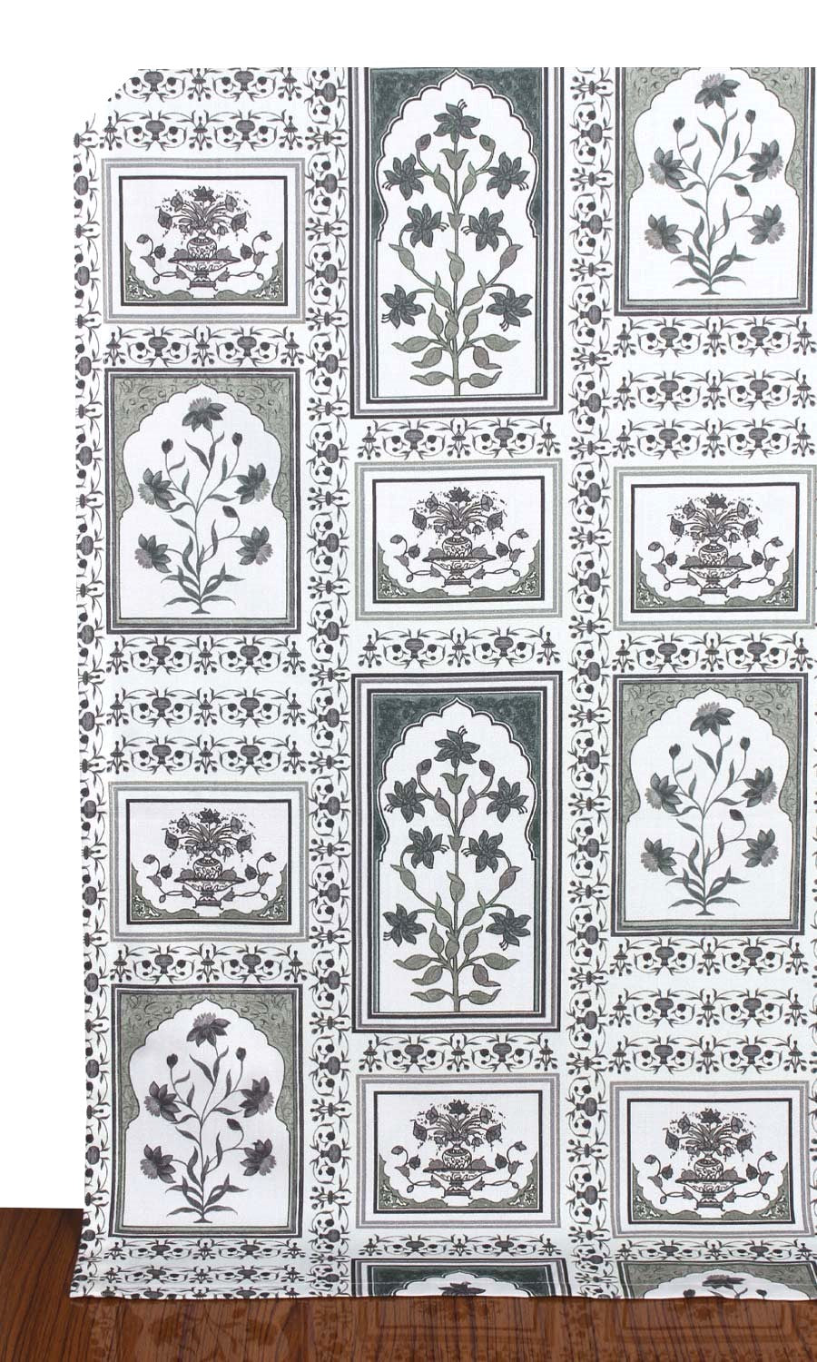 Floral Cotton Home Décor Fabric By the Yard (White/ Grey)