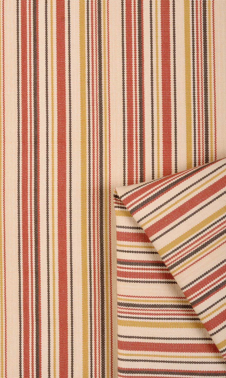 Striped Cotton Window Treatments Fabric By the Yard (Beige/ Coral Red)